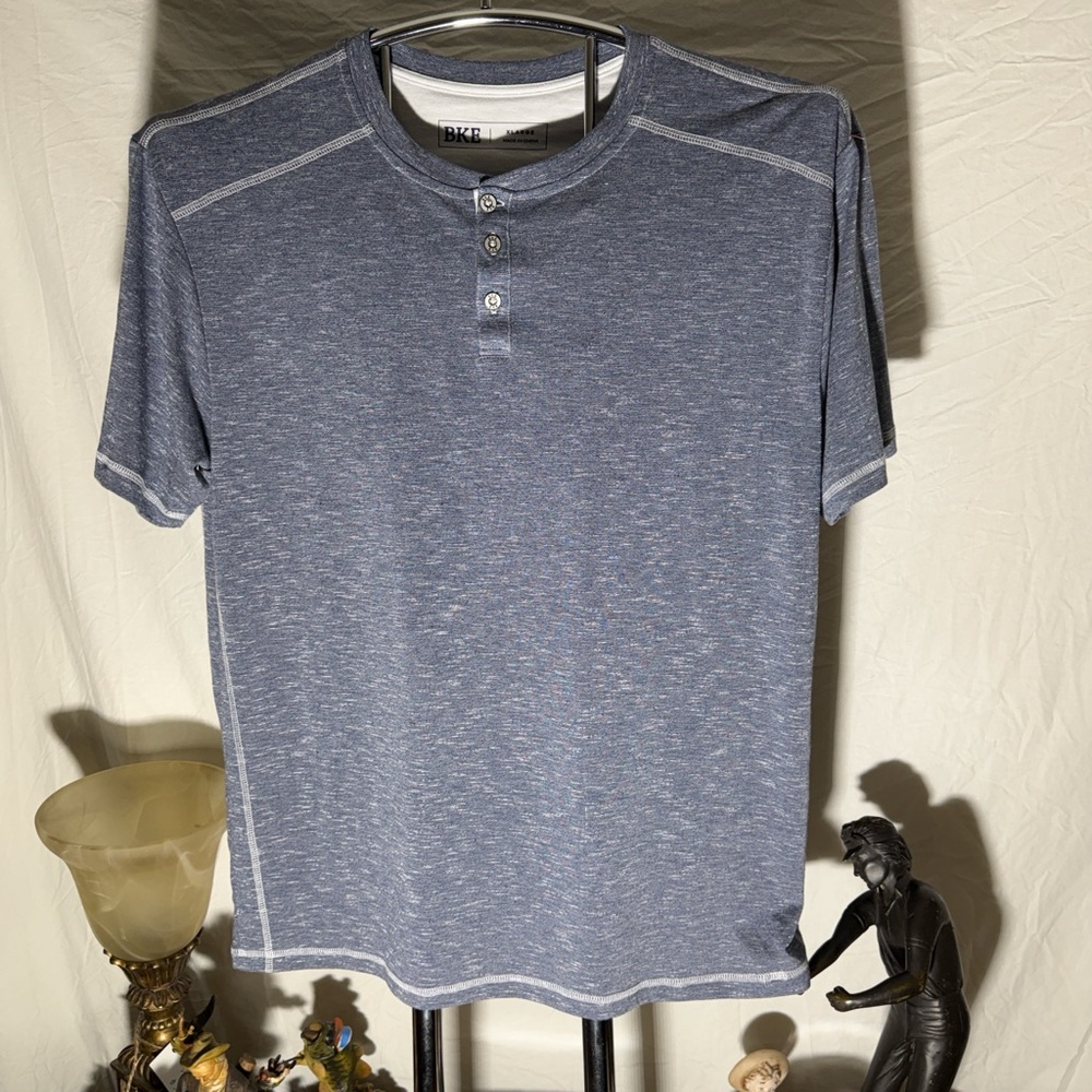 BKE Blue Heather Short Sleeve Henley